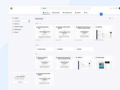 Google drive redesign branding dashboard design drive files folders google google drive illustration intraction logo product product design redesign share ui ui ux ux ux design web