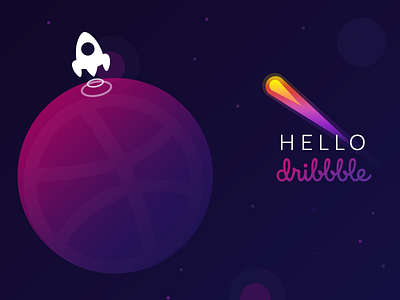 Dribbble - Frist Shot design gradient space dribbble flat hello illustration line rocket space ui vector web