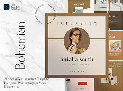 Bohemian Instagram Template business fashion feed instagram marketing digital minimal social media store stories template