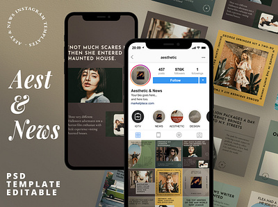 Aest & News Social Media Kit Template business catalogue fashion feed instagram template marketing media kit social media store stories