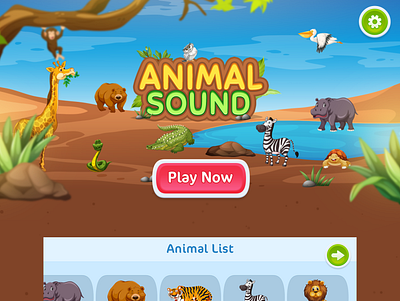 Animal sound art game design mobile ui