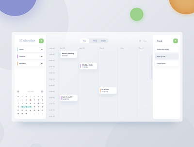 Dashboard Calendar Management calendar dashboad desktop app ui