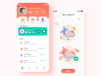 Baby Care App baby design mobile app ui