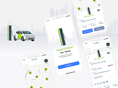 Super charger App app design electric car game design mobile app ui