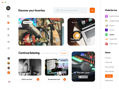 Podcast Streaming Webpage design mobile podcast ui