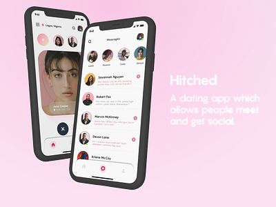 Hitched Mobile Dating App dating design mobile mockup ui