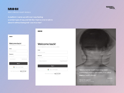 MMHM - Men's Mental Health Matters design men mental health mobile mobile app ui