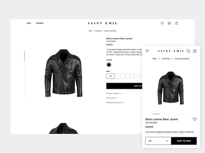Product Detail concept design fashion luxury minimal mobile online responsive store ui ux web white