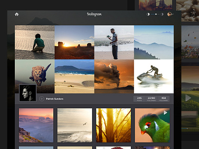 Instagram Nightmood redesign album app application collection dark instagram photo redesign web app