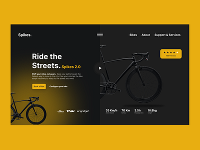 Spikes apps bicycle bike design figma illustration interface spikes ui website