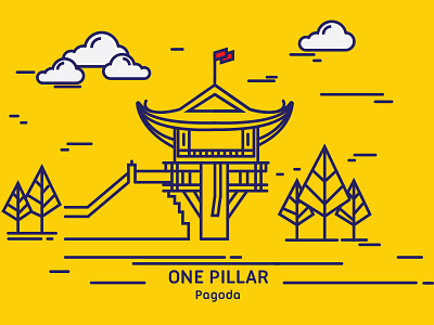 One Pillar Pagoda brand design icons logo illustartion vietnam