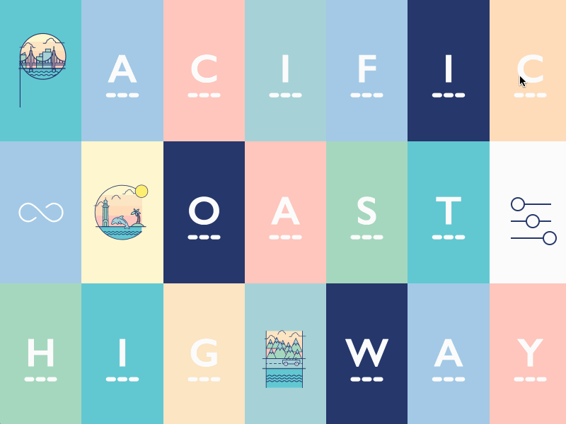 Navigation of pch.one animation filter interactive design navigation typography