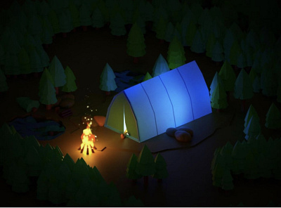 Camp fire 3d render animation blender blender 3d blender3d blendercycles campfire fire illustration