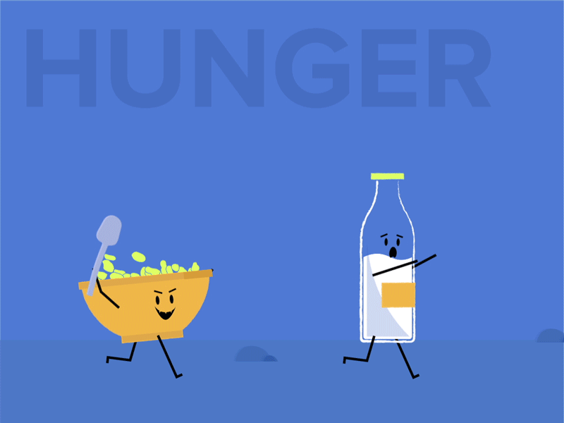 Hungry design hunger liquid milk motion run scared snack spoon