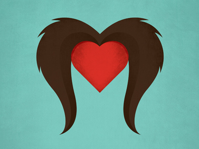 Love Thy Stache heart illustration moustache movember poster texture