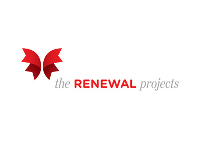 The Renewal Projects butterfly logo non profit rehabilitation ribbon