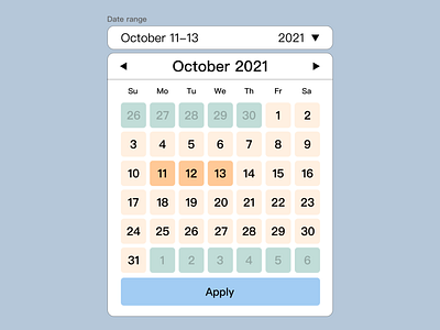 Daily Ui #027: Dropdown calendar dailyui date picker date range dropdown pastels