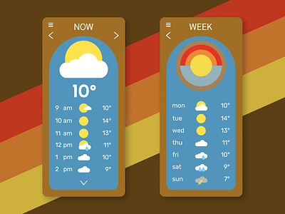 Daily UI #037: Weather 037 1970s 1980s 70s 80s dailyui dailyui037 design illustration logo mobile mobile app rainbow retro weather weather app