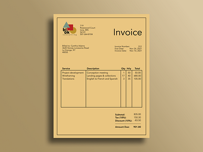 Daily UI# 046: Invoice billing dailyui dailyui046 invoice itemizing logo receipt