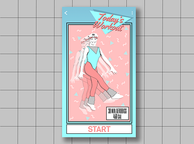 Daily UI #062: Workout of the Day 062 1980s 80s aerobics app dailyui dailyui062 design exercise illustration mobile retro ui workout