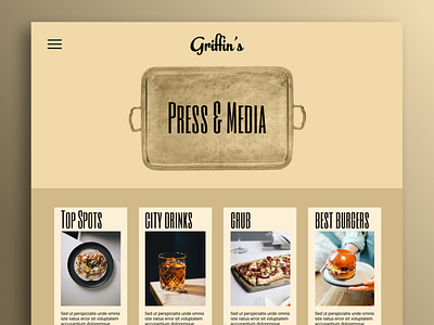 Daily UI #051: Press Page 051 branding cuisine dailyui dailyui051 design desktop dining food logo media menu press press page restaurant retro ui