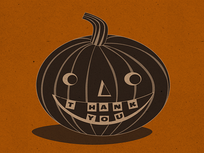 Daily UI #077: Thank You 077 dailyui dailyui077 design graphic design greeting card halloween holidays illustration jack o lantern pumpkin retro thank you ui vintage