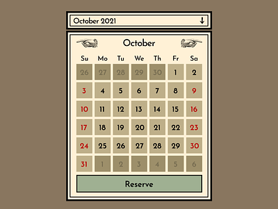 Daily UI #80: Date Picker 080 1920s 20s antique branding calendar dailyui dailyui080 date picker design dropdown reservation restaurant retro schedule ui vintage