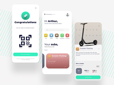 Subscriptor application big sur clean ui figma gradient graphic design icon design ios mobile rent scooter subscribe subscription uidesign uiux