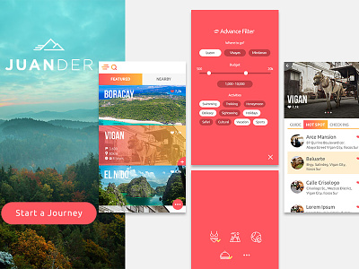 Juander Screens android design application guide ios design mobile app travel travel app ui design wanderlust