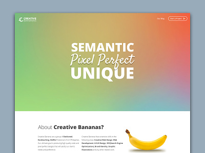 Minimalist Revamp bananas creative gradient portfolio redesign user interface web design