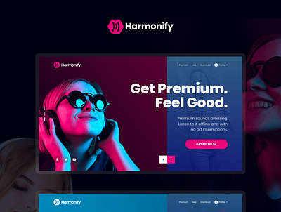 Harmonify dark ui flat harmony music spotify streaming