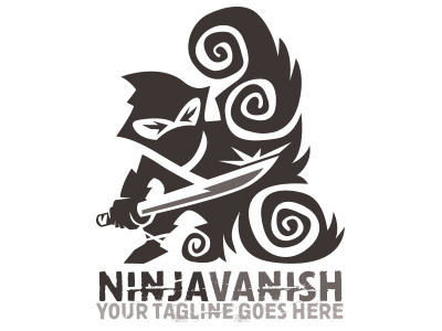 Ninja Vanish brand illustration katana logo ninja template