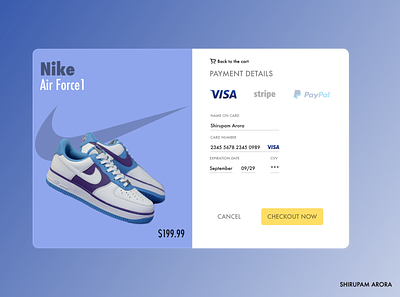 Daily UI Challenge: Credit Card Checkout #002 #DailyUI dailyui dailyui02 shoes checkout uiux