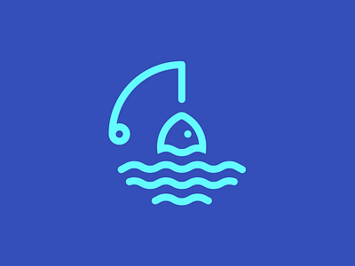 Norwegian Seafood Logo blue fish logo monogram ocean rod sea