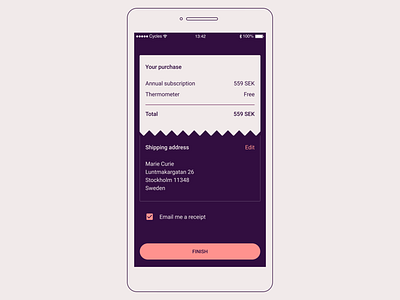 Flat skeuomorphism app buy conversion design minimal order food purchase receipt simple skeumorphic ui ux