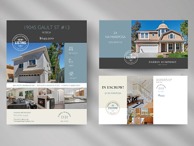 Realtor Collateral - Listing Flyer / In Escrow Postcard branding flyers graphic design marketing collateral postcards