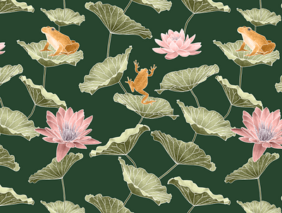 Lilypond I fabric greetingcards illustration surfacepatterndesign wallart wildlife