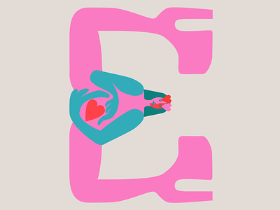 “E” for 36daysoftype 36daysoftype brokenheart dasha f. farillustration farstudio fashion feminine girl heands heart heels love lover people pink play shoes touch uxui woman