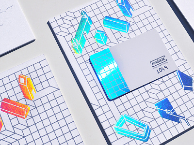 museum pass architecture card city dasha f. foil grid holography house isometric pattern rainbow museum