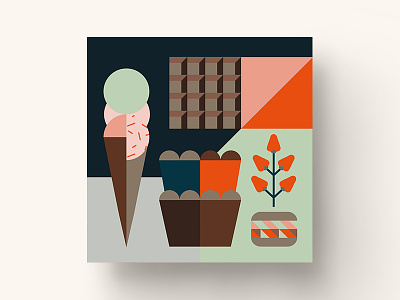 Illustration for the Financier Cafe birthday branding cafe cake card chocolate dasha f. ice cream muffin pattern strawberry sweet