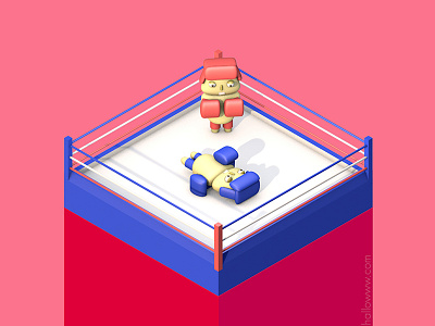 Isometric boxing ring graphical design illustration isometric
