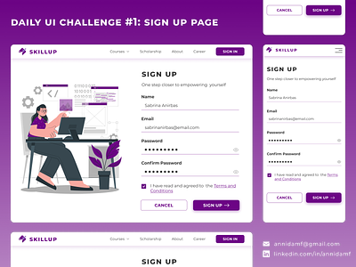 CREATE ACCOUNT - SIGN UP PAGE - DAILY UI CHALLENGE #1 account design illustration mobile app platform saas sign up ui ui design user experience user interface website