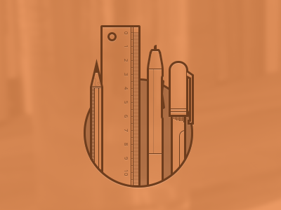 My toolkit brown circle illustration orange pen pencil portfolio ruler stylus wacom