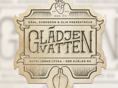 Glädjevatten - Label brew brewing custom customtype label rough typography vintage wine