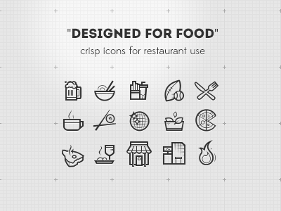 "Designed for food" food icons restaurant