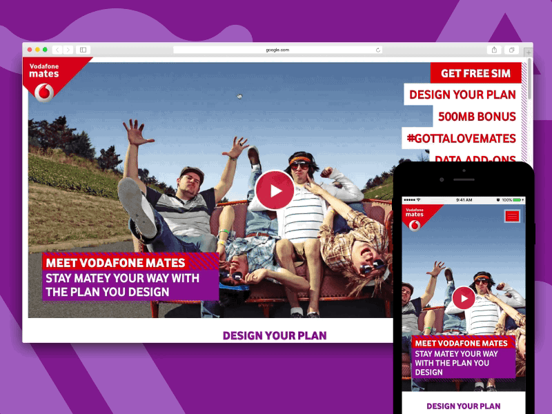 Vodafone Mates (1/2) branding design interaction menu motion parallax responsive ui ux web