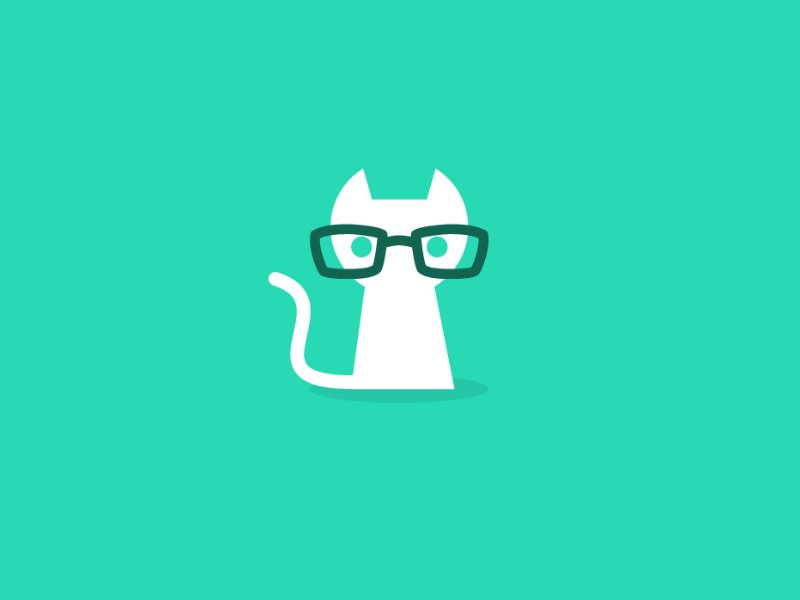 Geek Puss flat icon clean circles geometric design minimalist puss cat smart geek logo