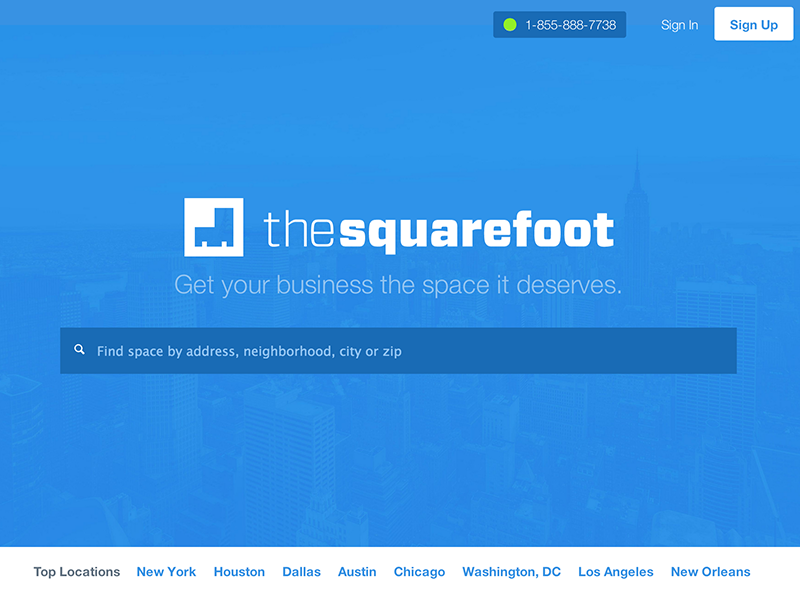 TheSquareFoot's New Look website thesquarefoot redesign launch responsive blue startup commercial real estate