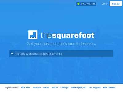 TheSquareFoot's New Look blue commercial real estate launch redesign responsive startup thesquarefoot website