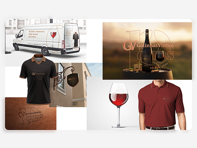 Gotinhas Vinhos - 10 Anos - Moodboard 10 aniversary design identity logo logotipe logotype monogram mood board moodboard one color polo shirt ten van wine wine bottle wine glass wine logo years